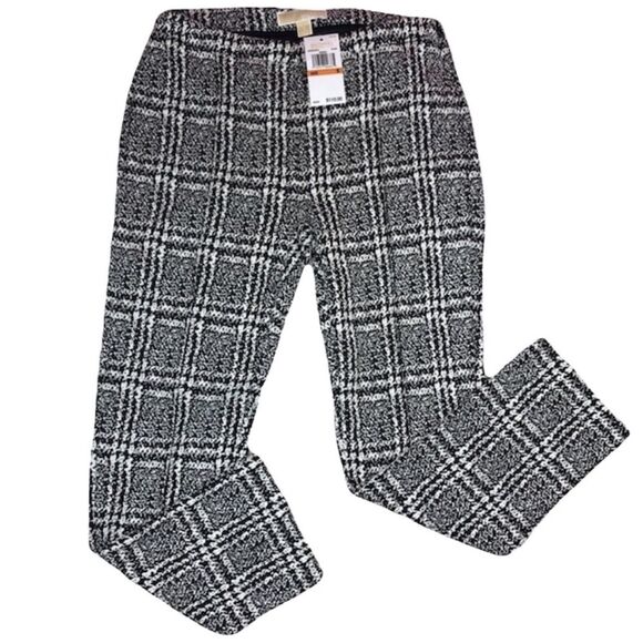 Michael Kors Jacquard Check Plaid Tweed Cropped Slim Pants - Picture 1 of 9